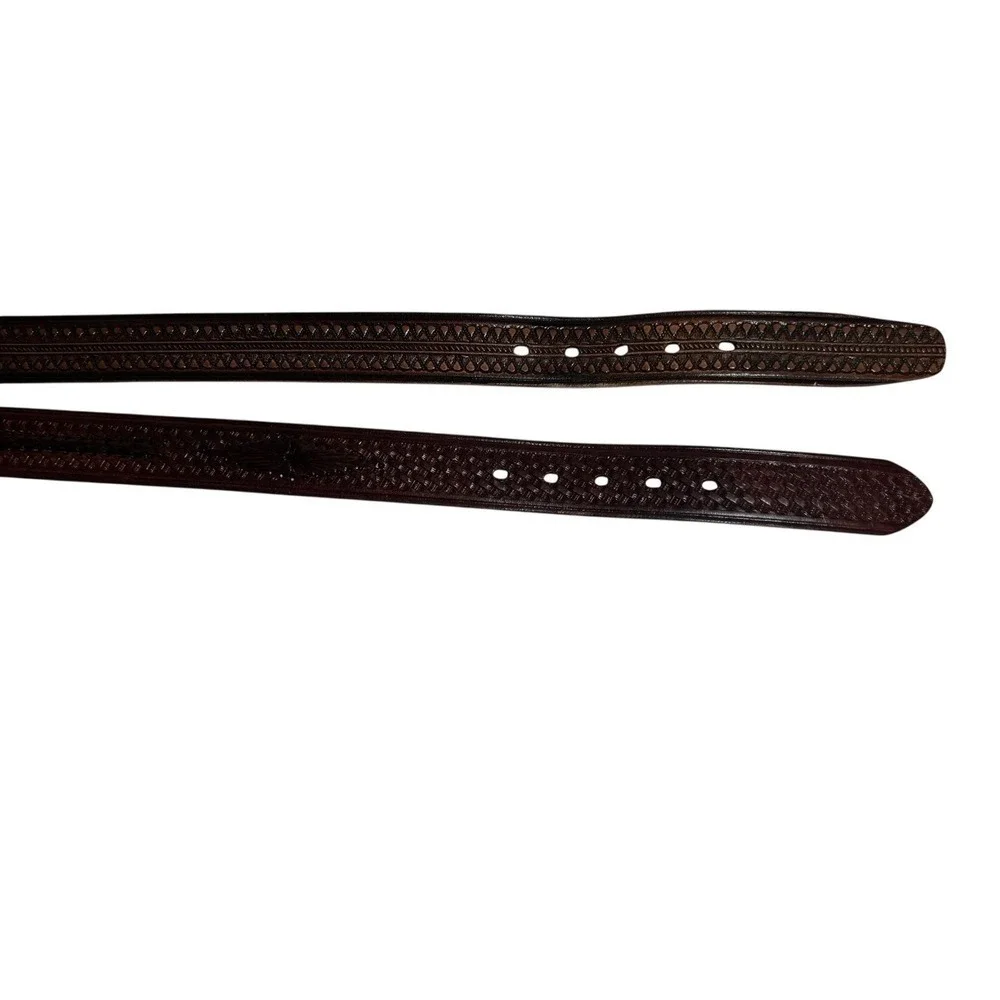 Men's Artisan Leather Western Belts Tooled Braided 40